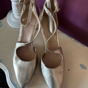 27 EDIT Gold Heels with Ankle Straps